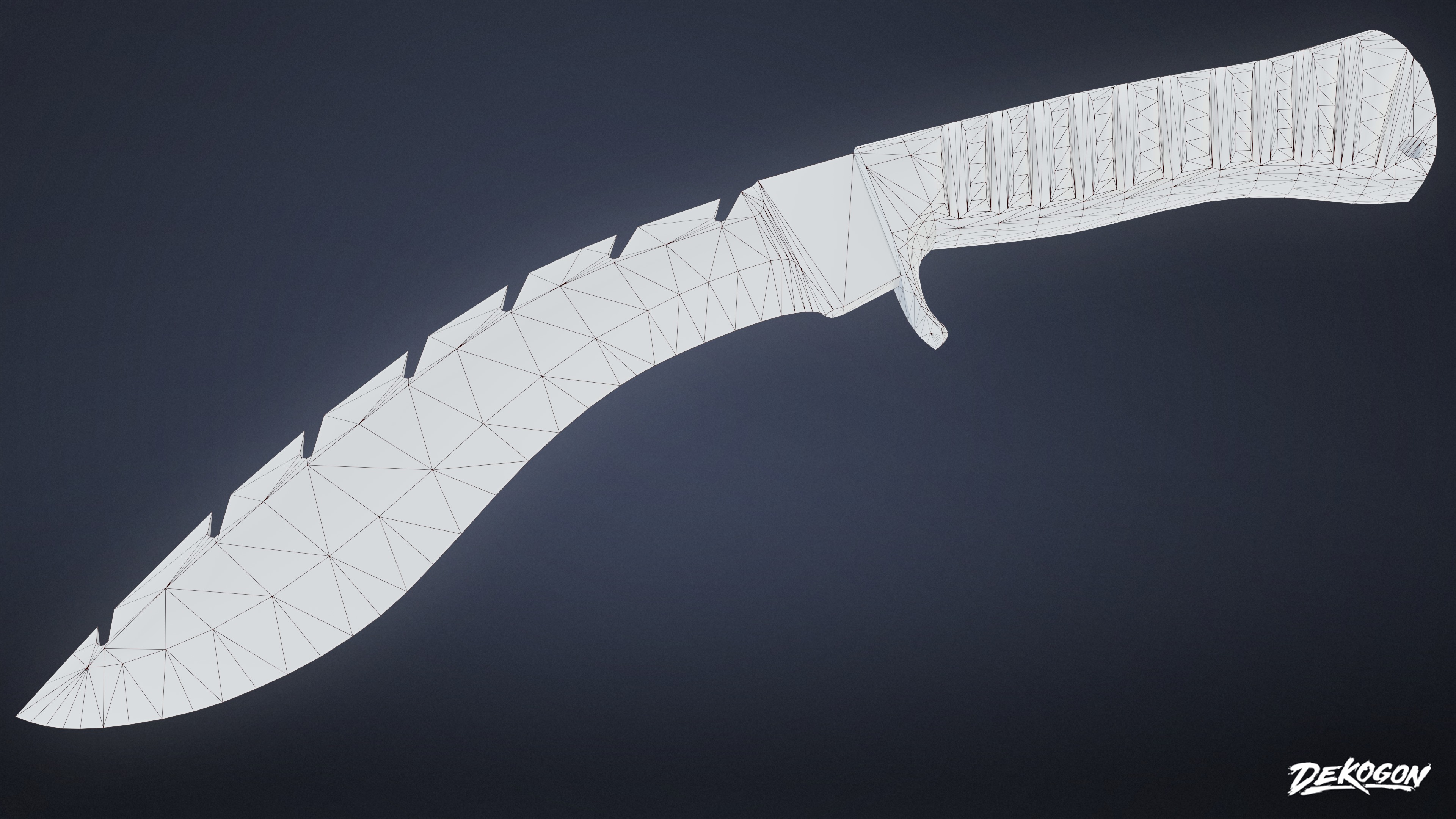 KNIVES - Knife Kukri 04 - LOW POLY Low-poly 3D model_9