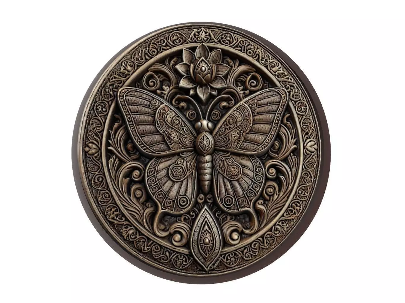 Butterfly Animal Medallion 3D print model_0