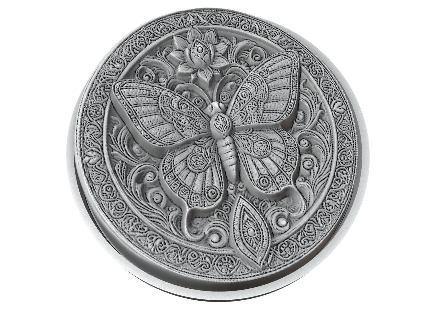 Butterfly Animal Medallion 3D print model_3