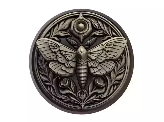 Moth Animal Medallion 3D print model