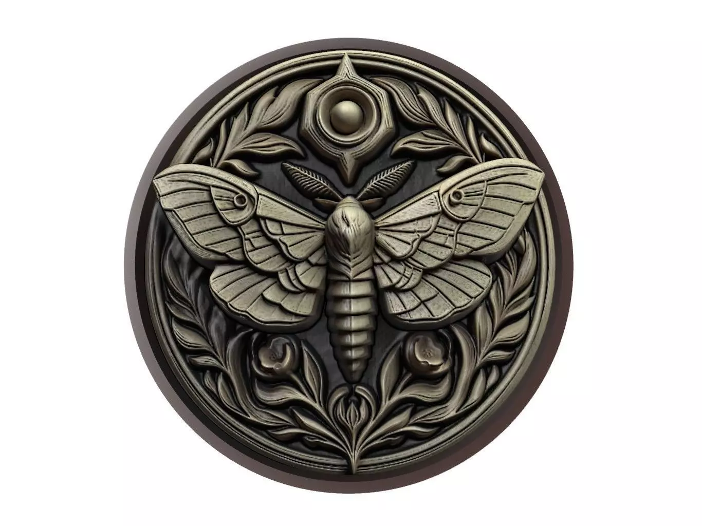 Moth Animal Medallion 3D print model_0