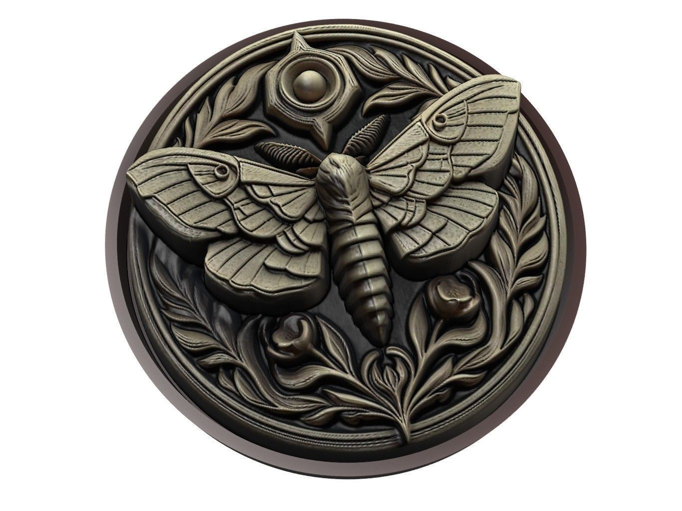Moth Animal Medallion 3D print model_1