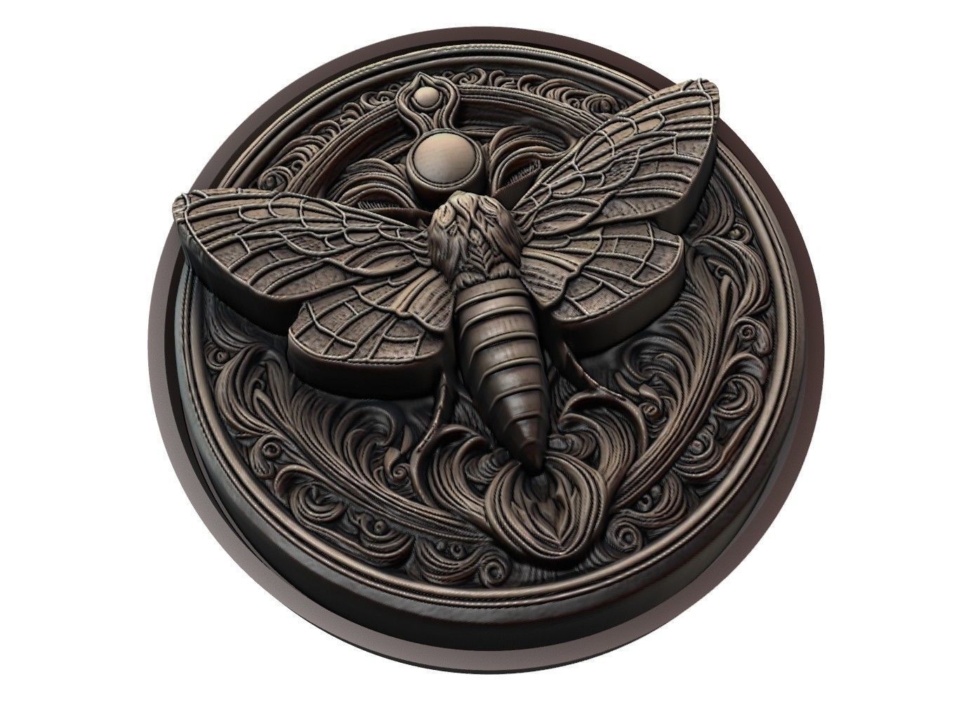 Moth Animal Medallion 3D print model_1