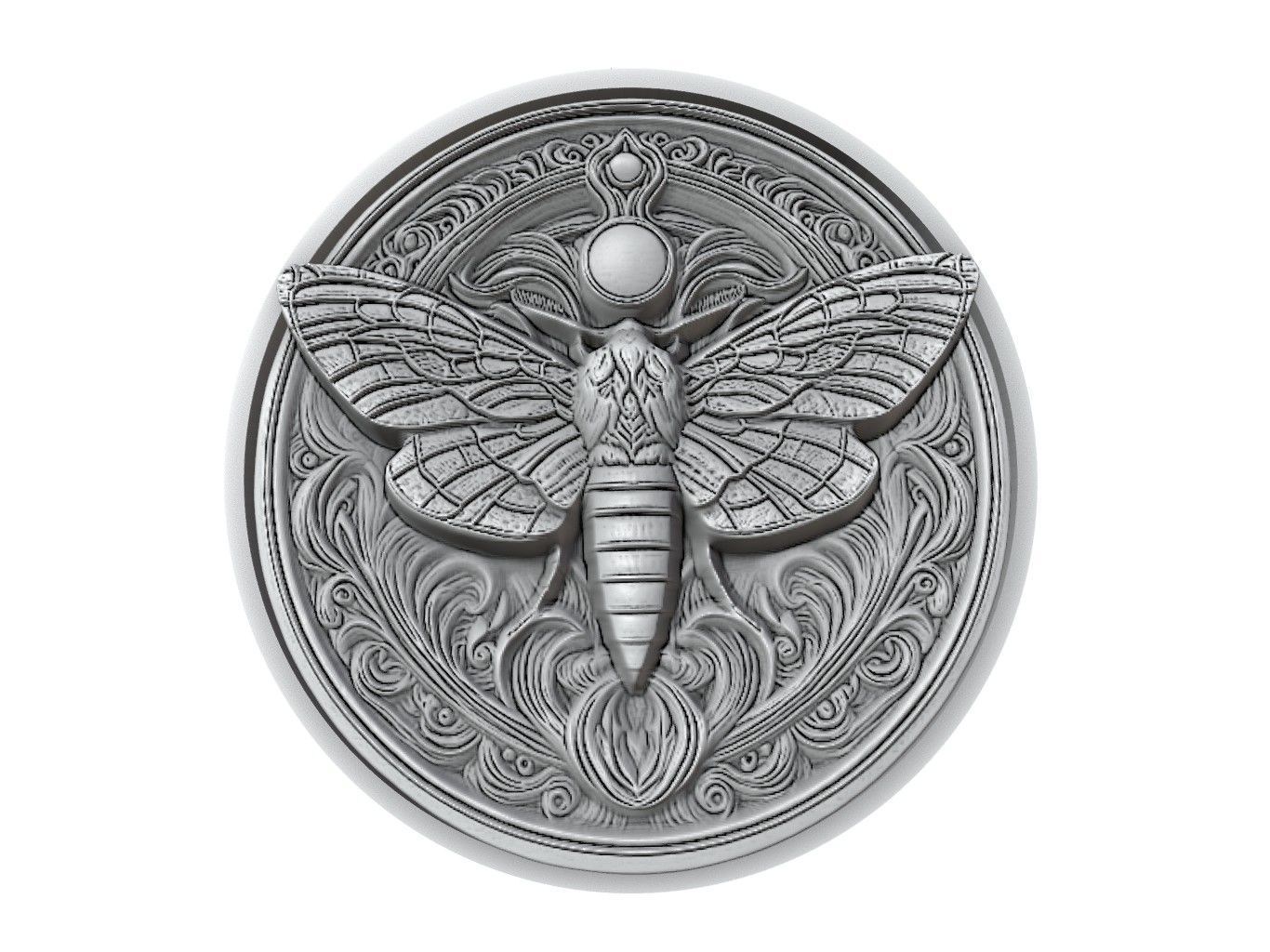 Moth Animal Medallion 3D print model_2