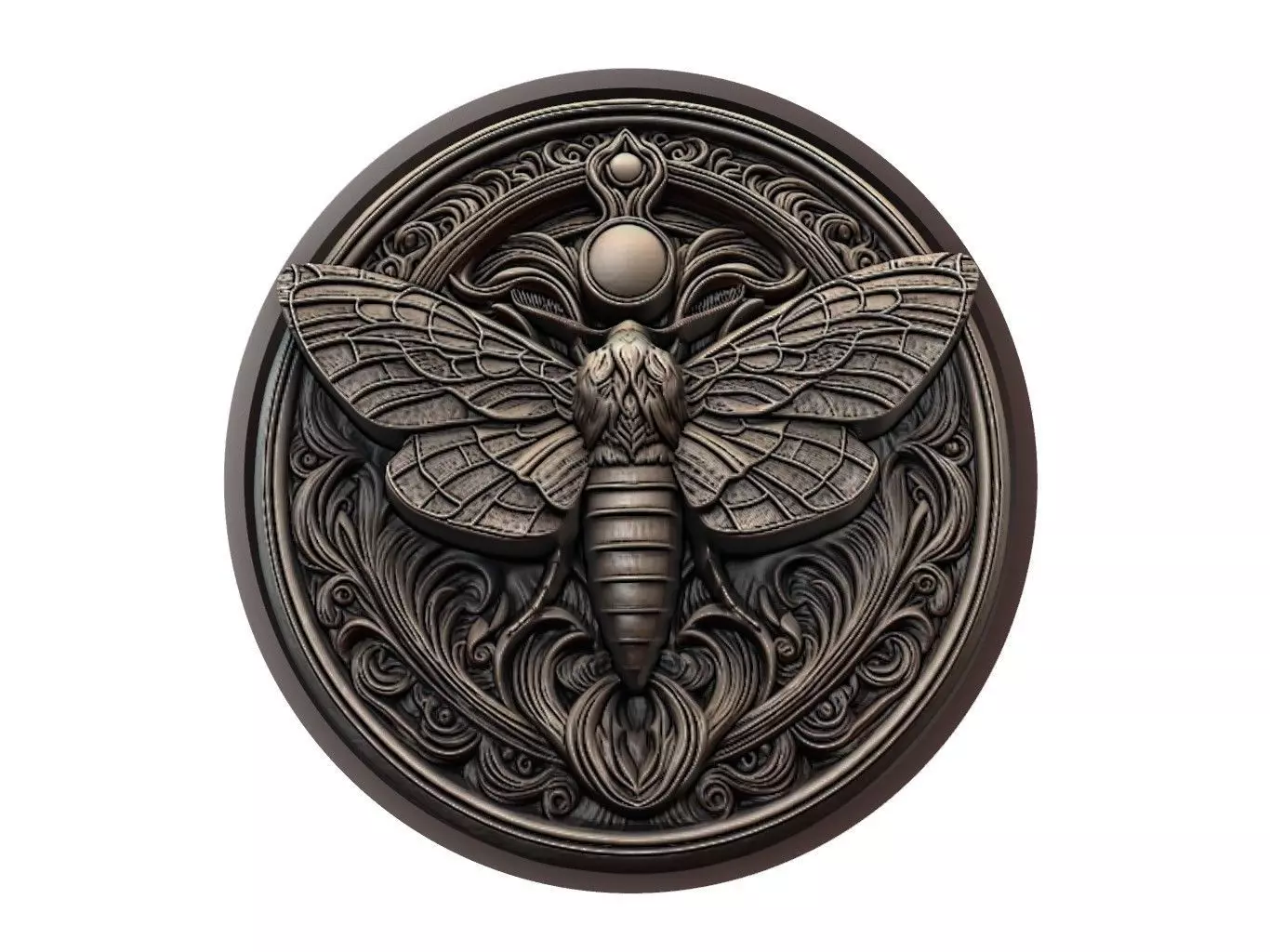 Moth Animal Medallion 3D print model_0