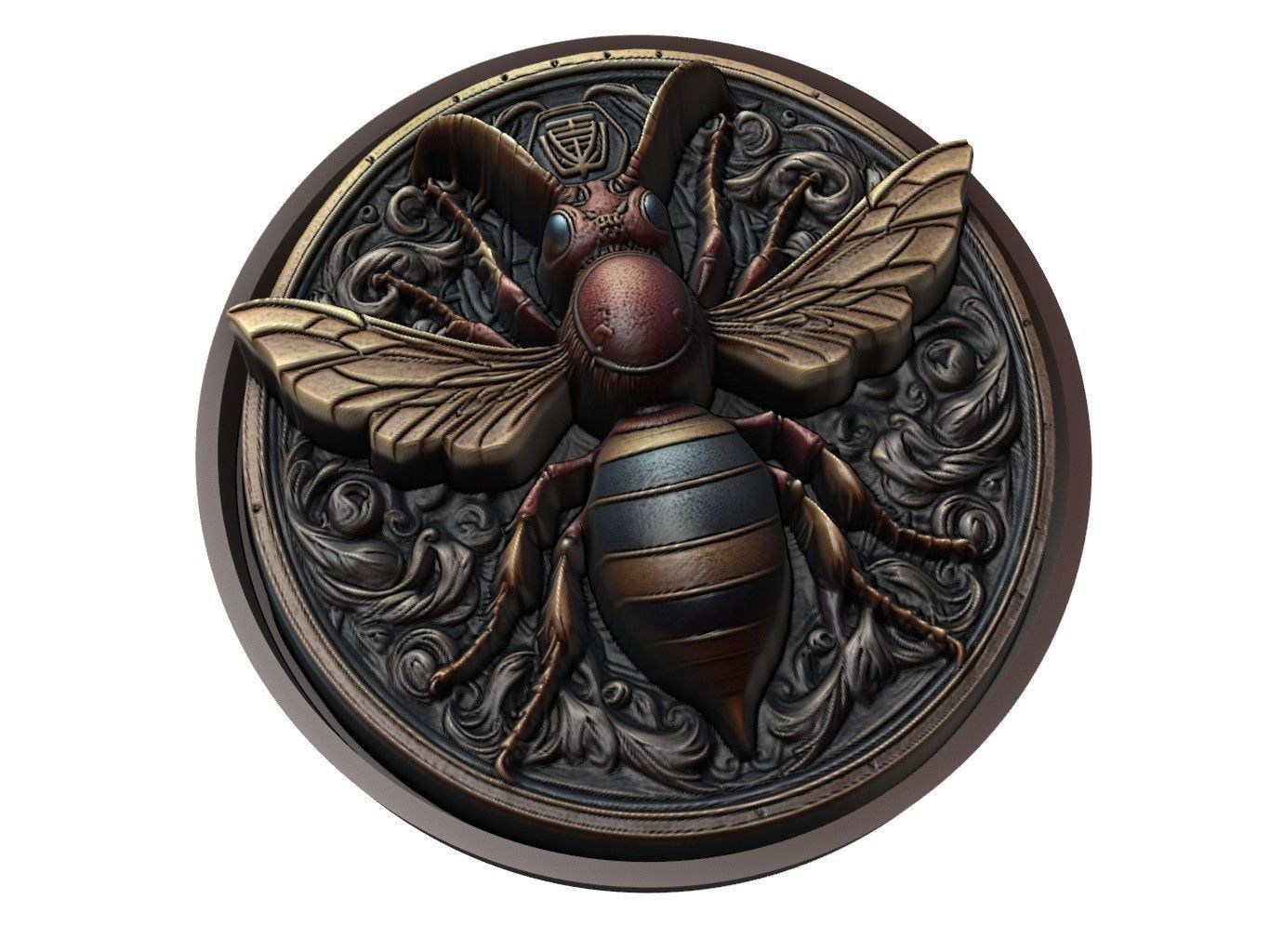Hornet Animal Medallion 3D print model_1