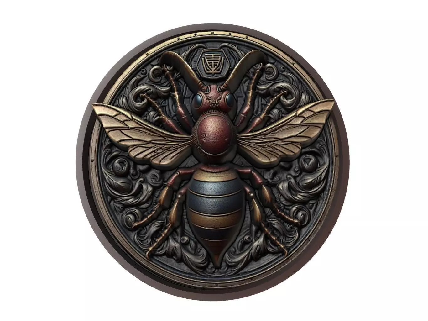 Hornet Animal Medallion 3D print model_0