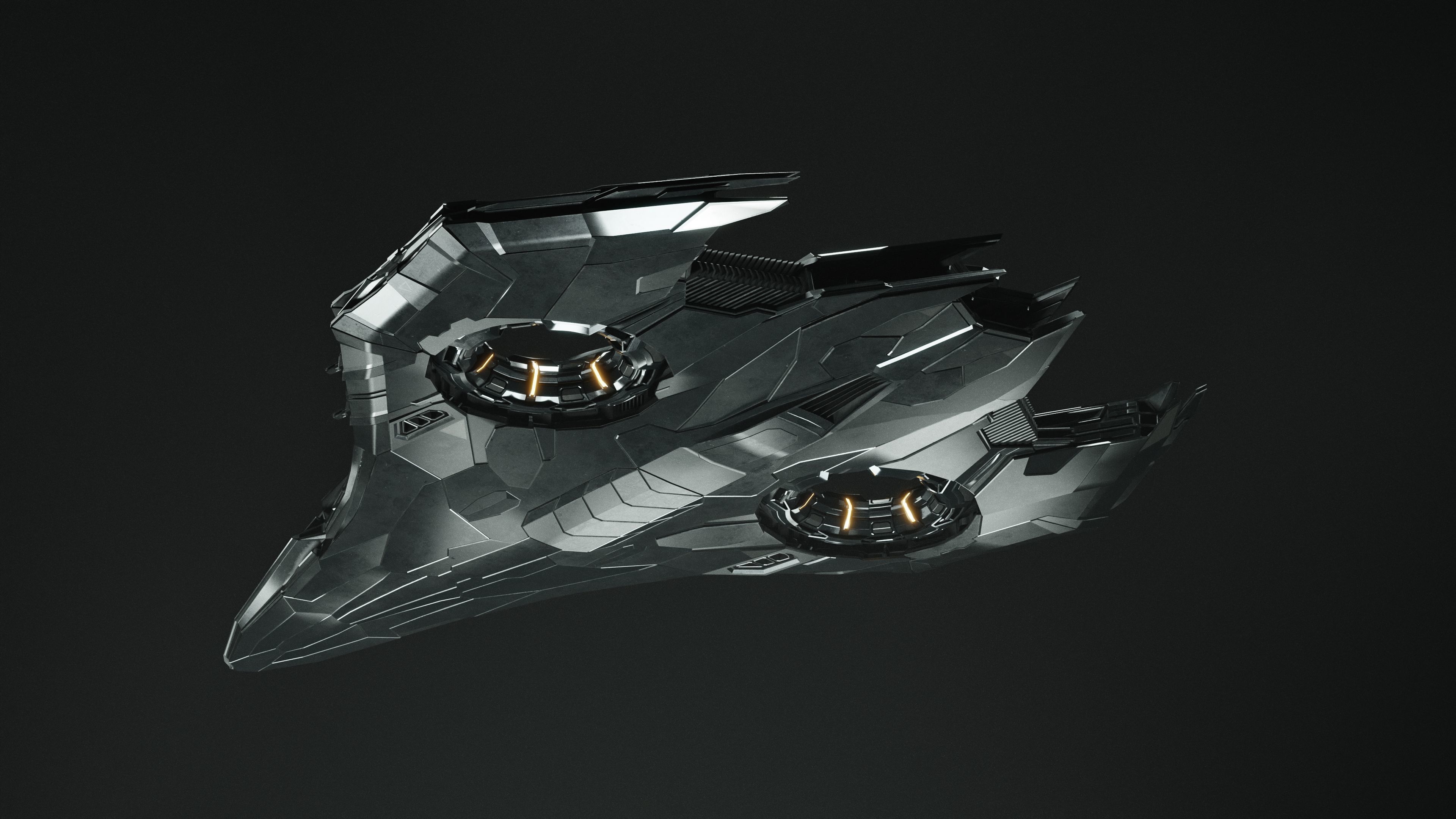 Sci Fi Spaceship Low-poly 3D model_4