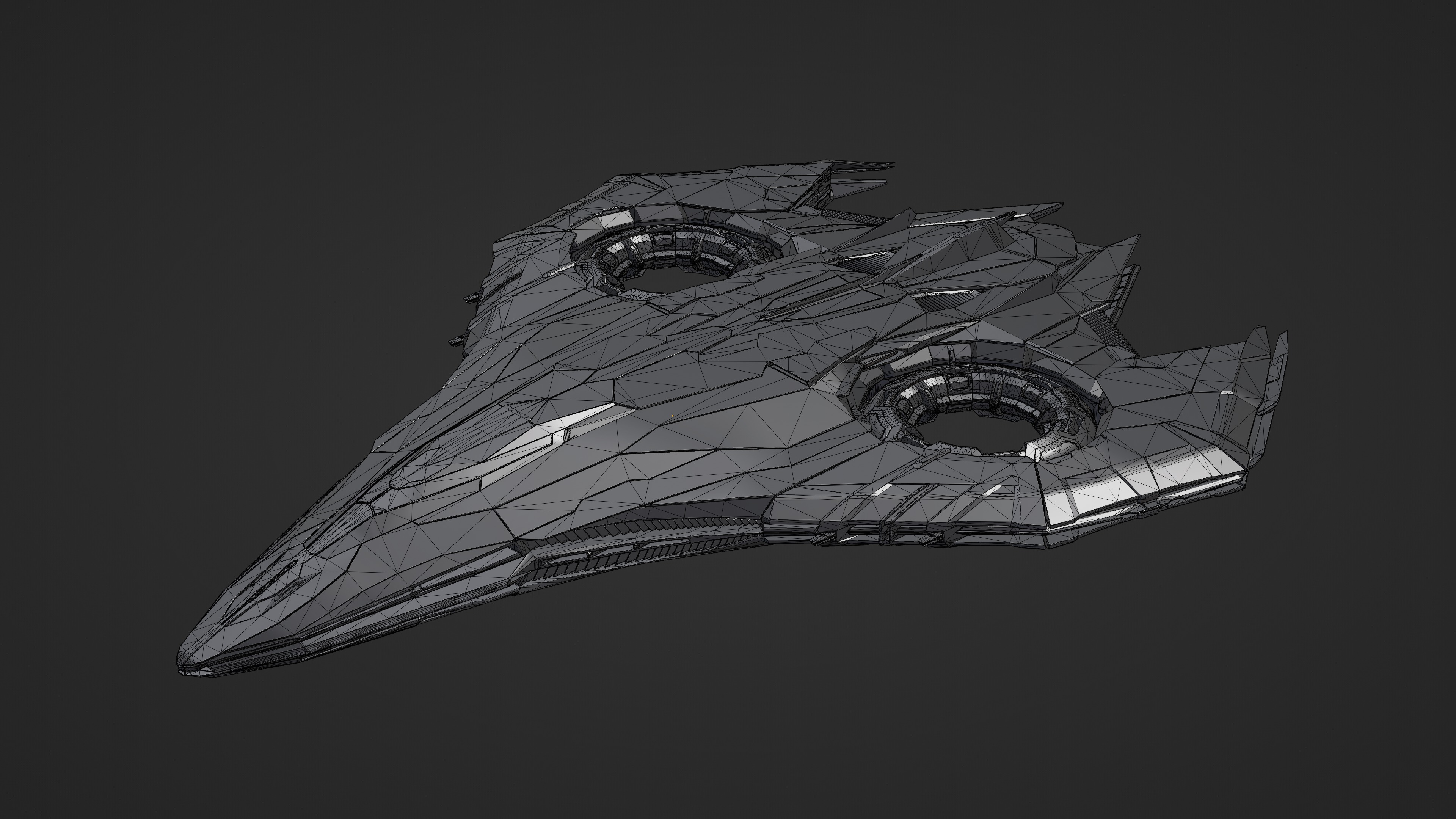 Sci Fi Spaceship Low-poly 3D model_11