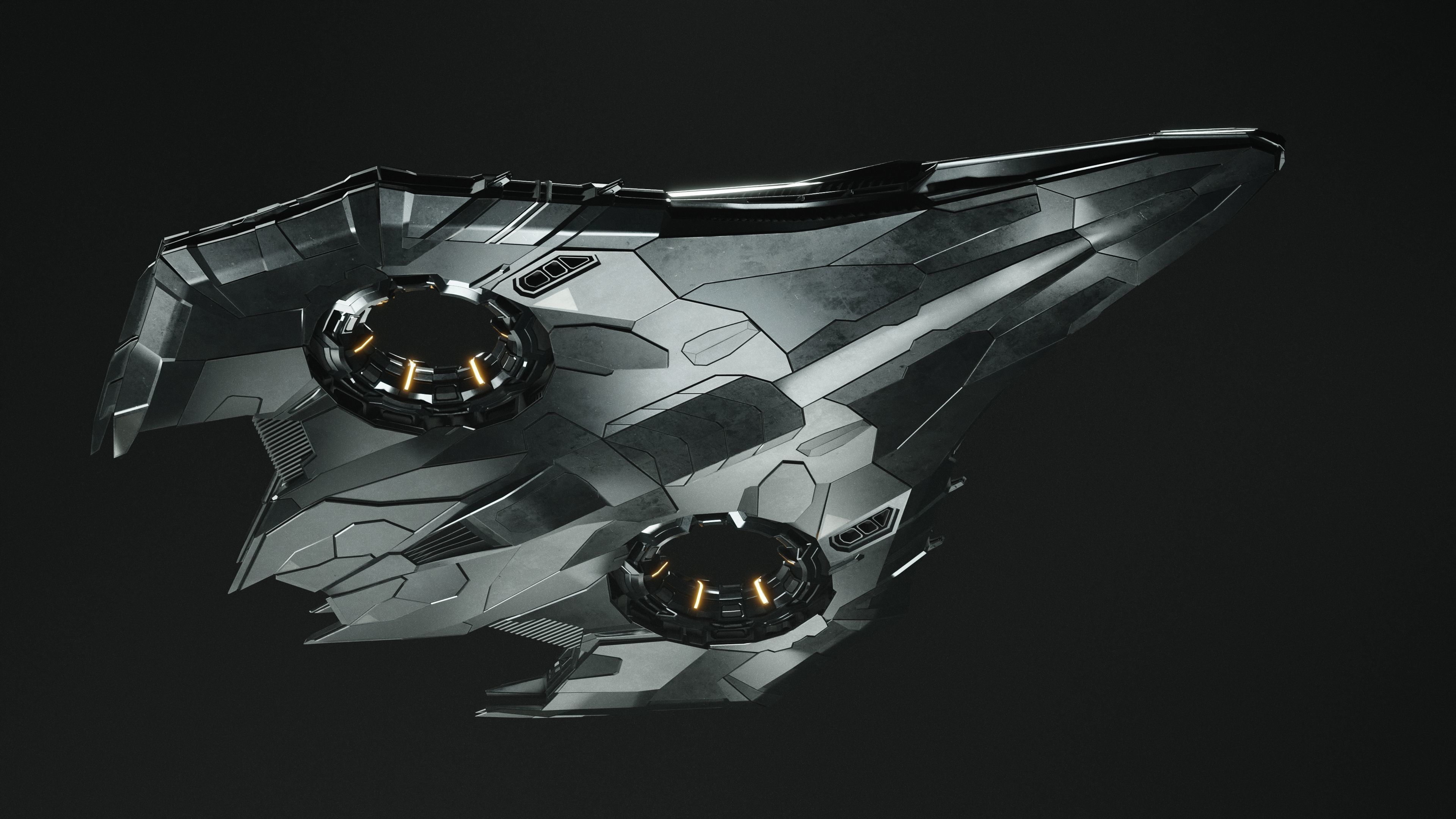 Sci Fi Spaceship Low-poly 3D model_3
