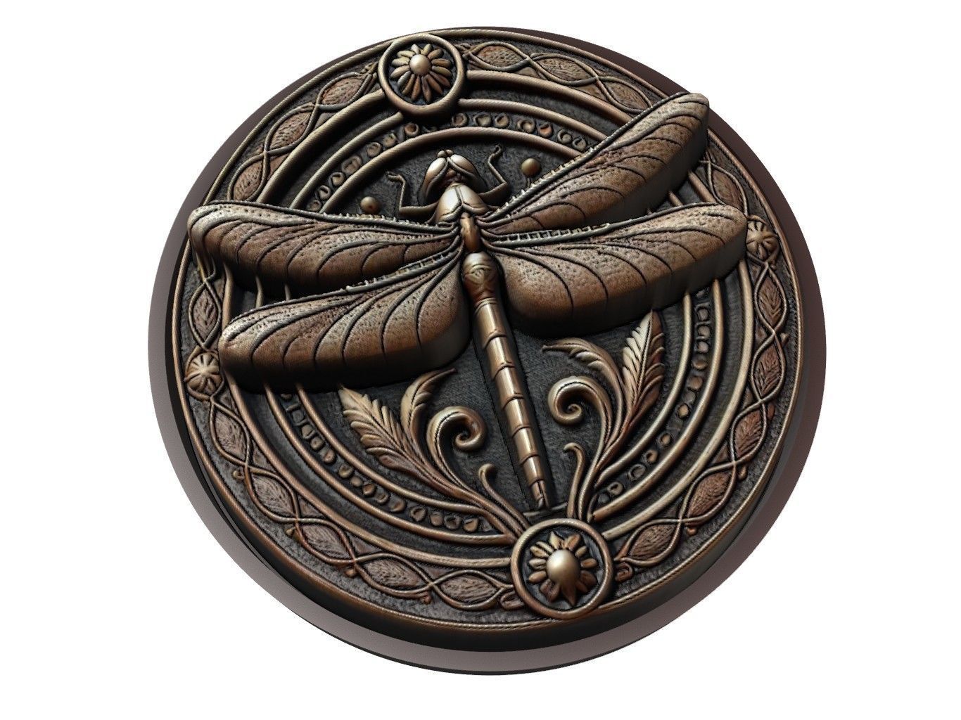 Dragonfly Animal Medallion 3D print model_1