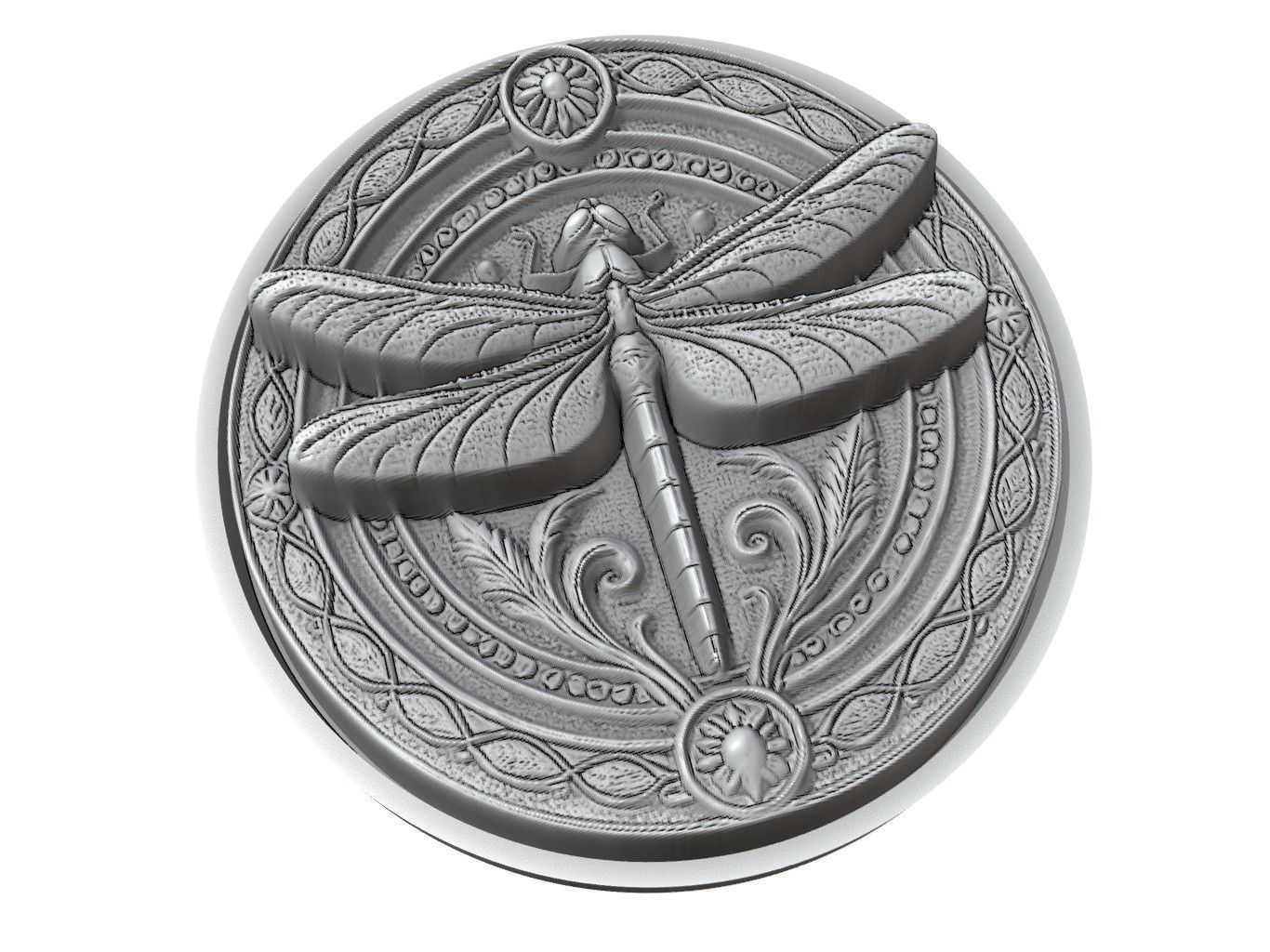 Dragonfly Animal Medallion 3D print model_3