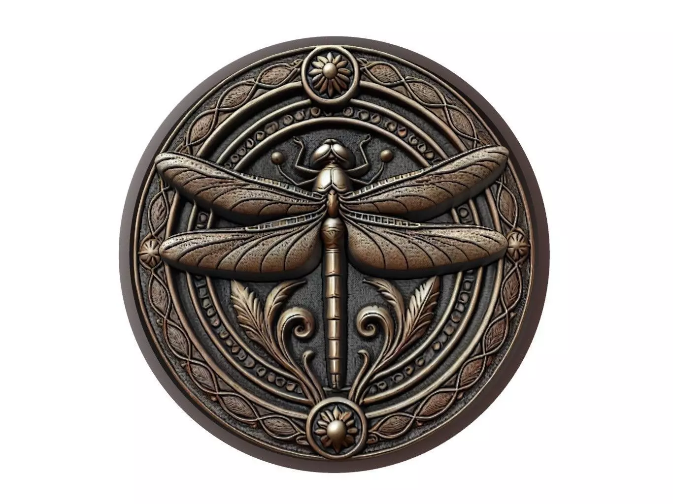 Dragonfly Animal Medallion 3D print model_0