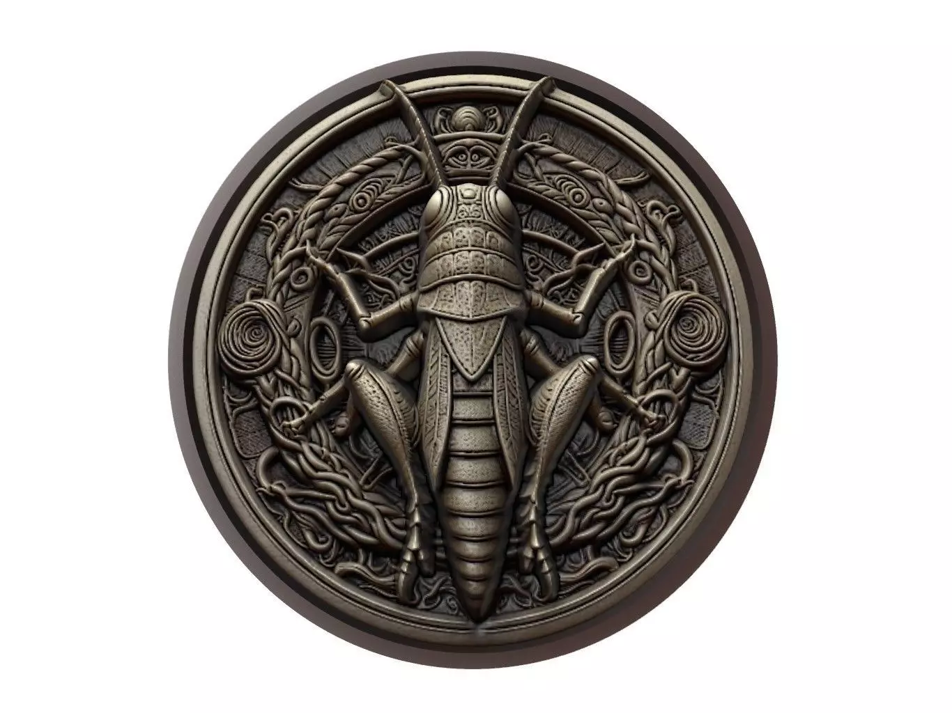 Grasshopper Animal Medallion 3D print model
