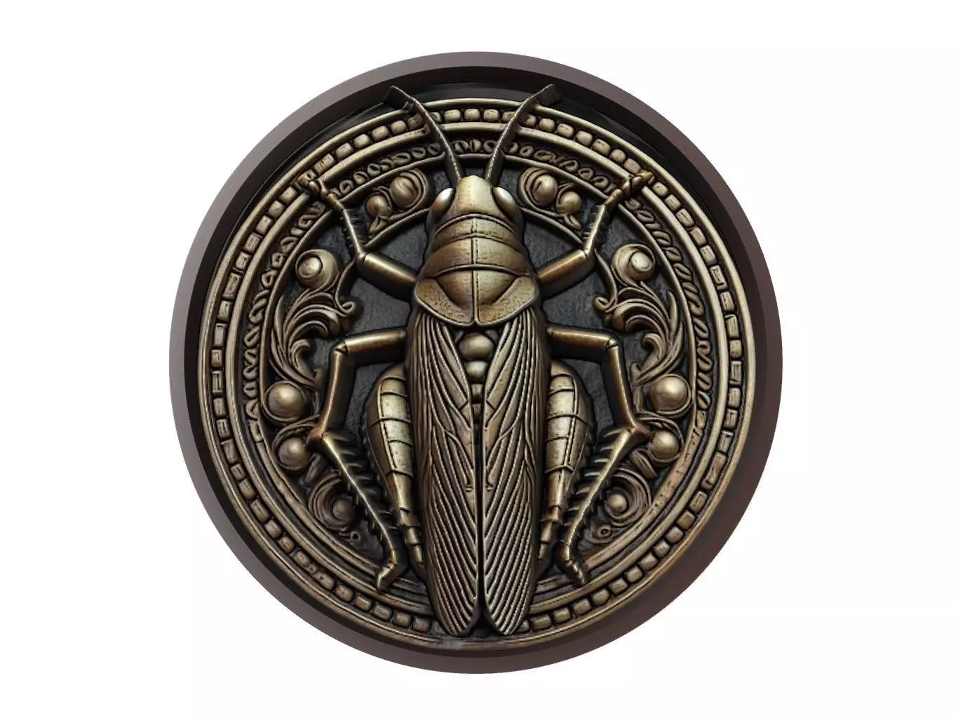 Grasshopper Animal Medallion 3D print model