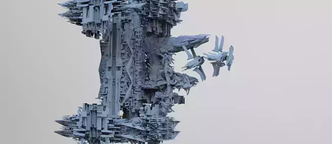 Cyberpunk asteroid base 2