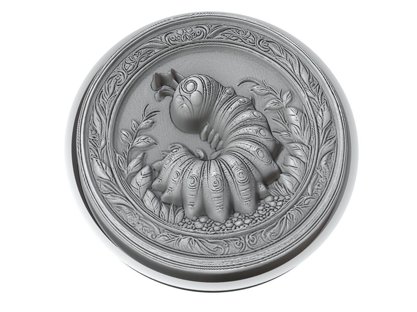 Caterpillar Animal Medallion 3D print model_3