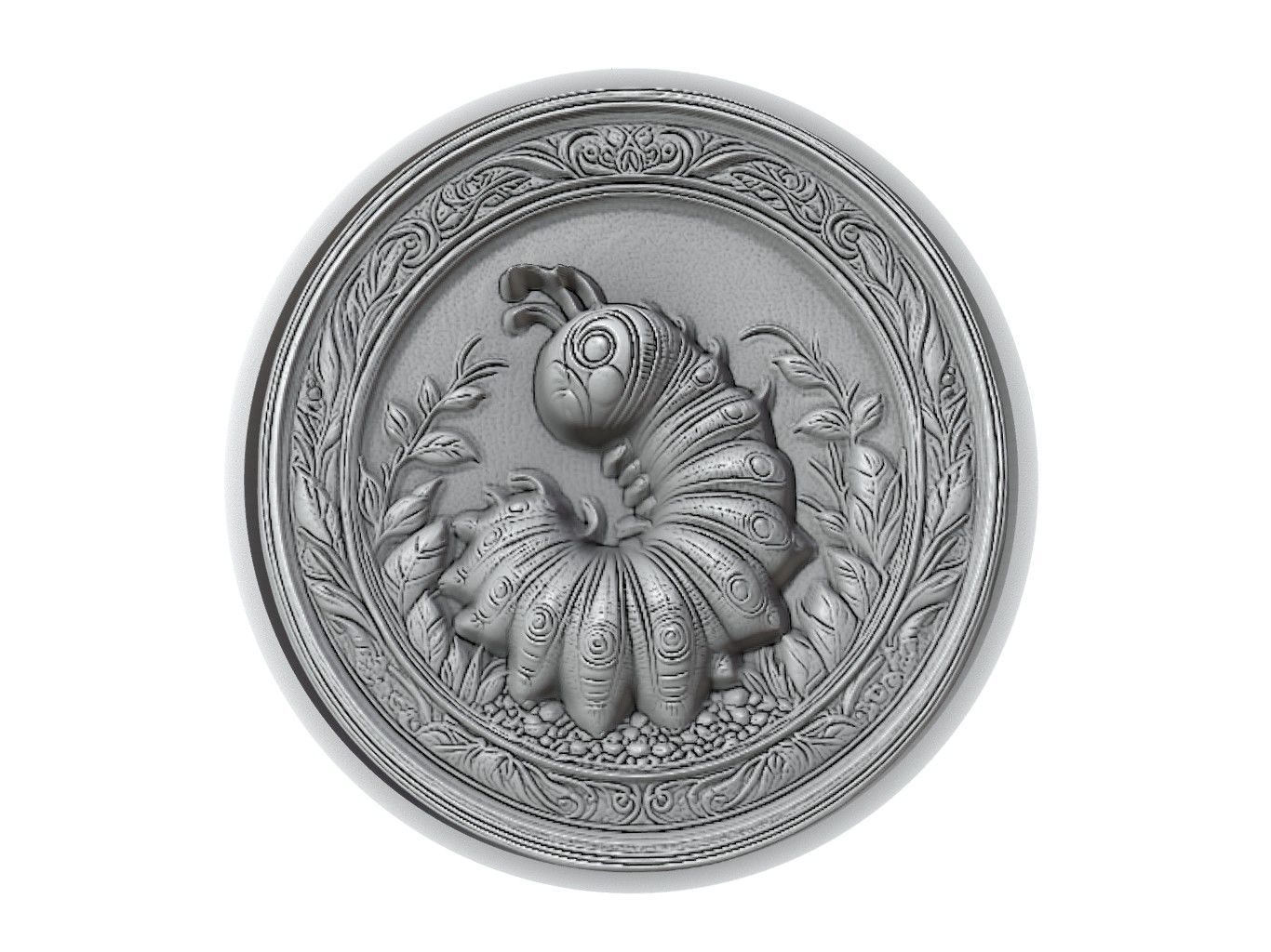 Caterpillar Animal Medallion 3D print model_2