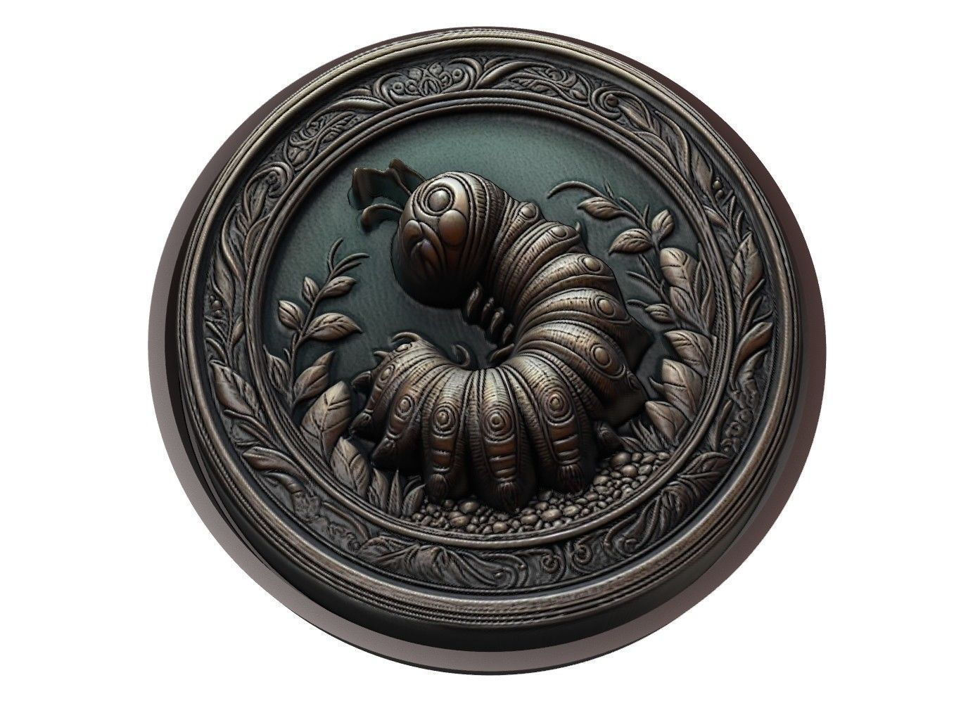 Caterpillar Animal Medallion 3D print model_1