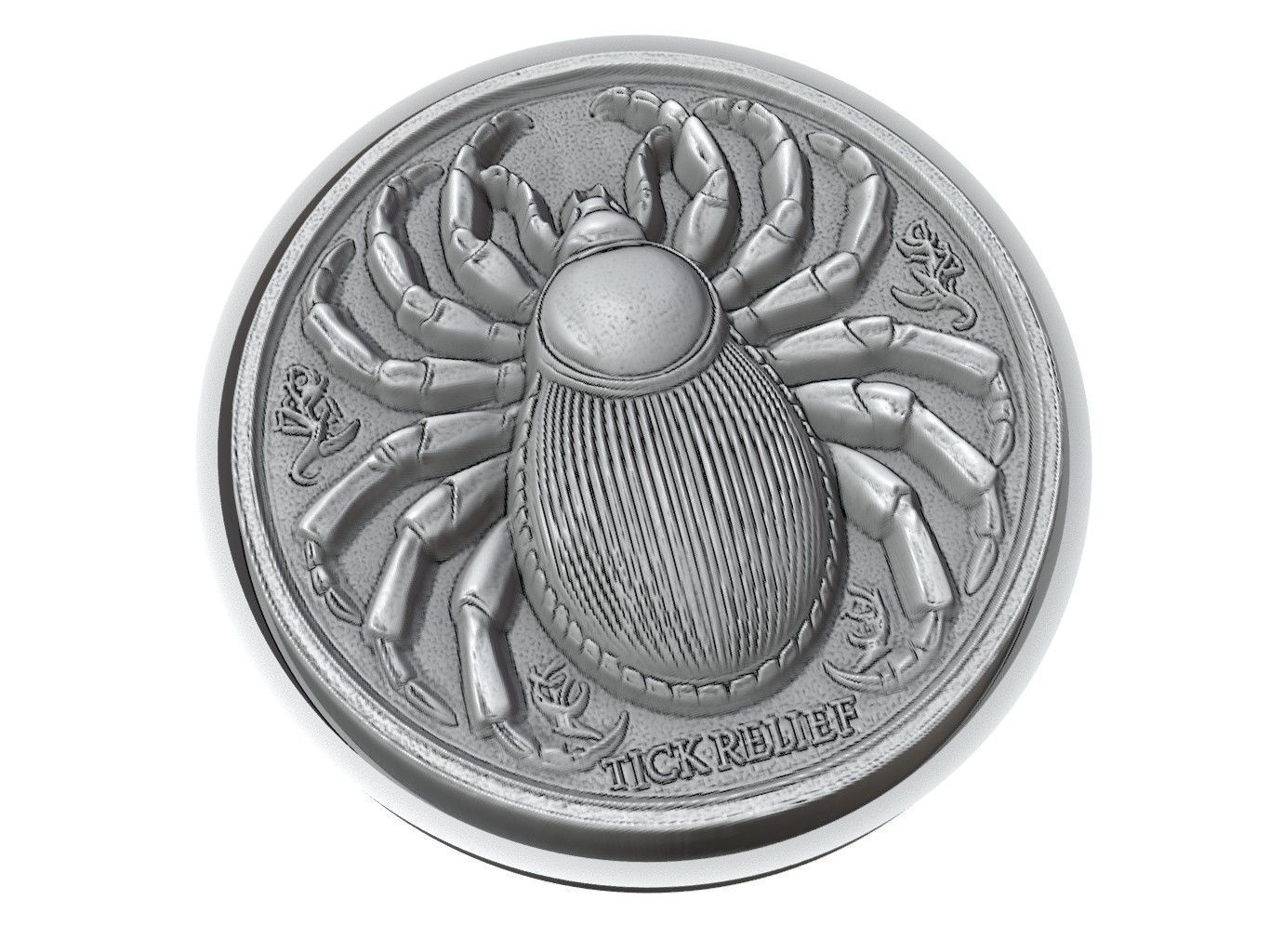 Tick Animal Medallion 3D print model_3
