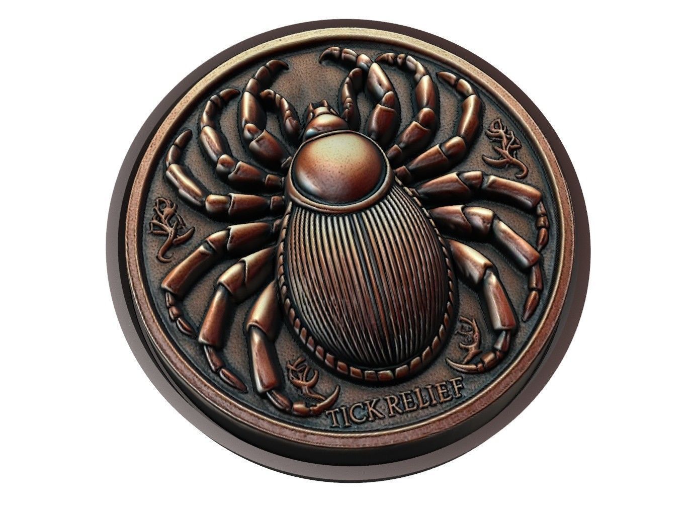 Tick Animal Medallion 3D print model_1