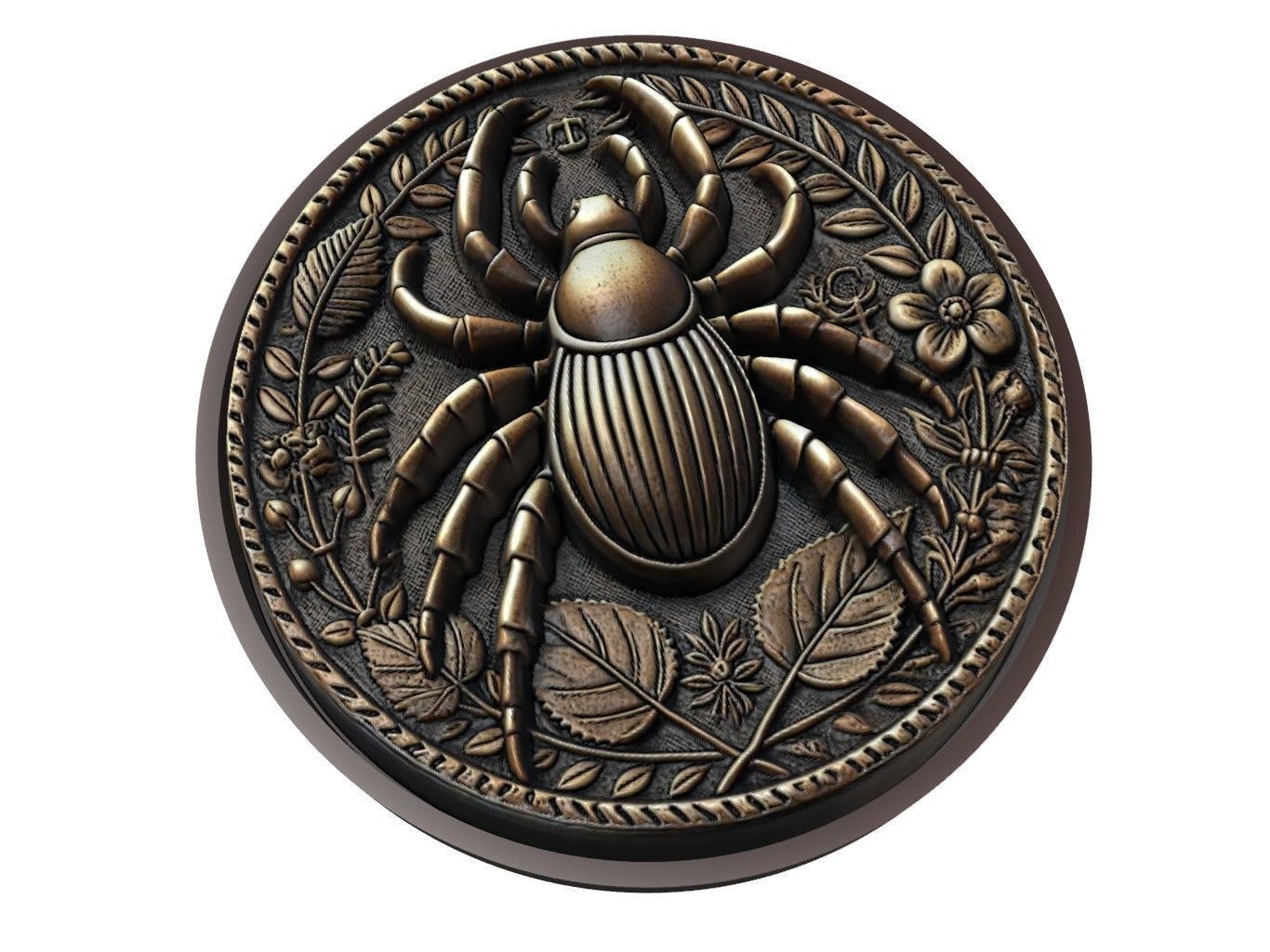 Tick Animal Medallion 3D print model_1