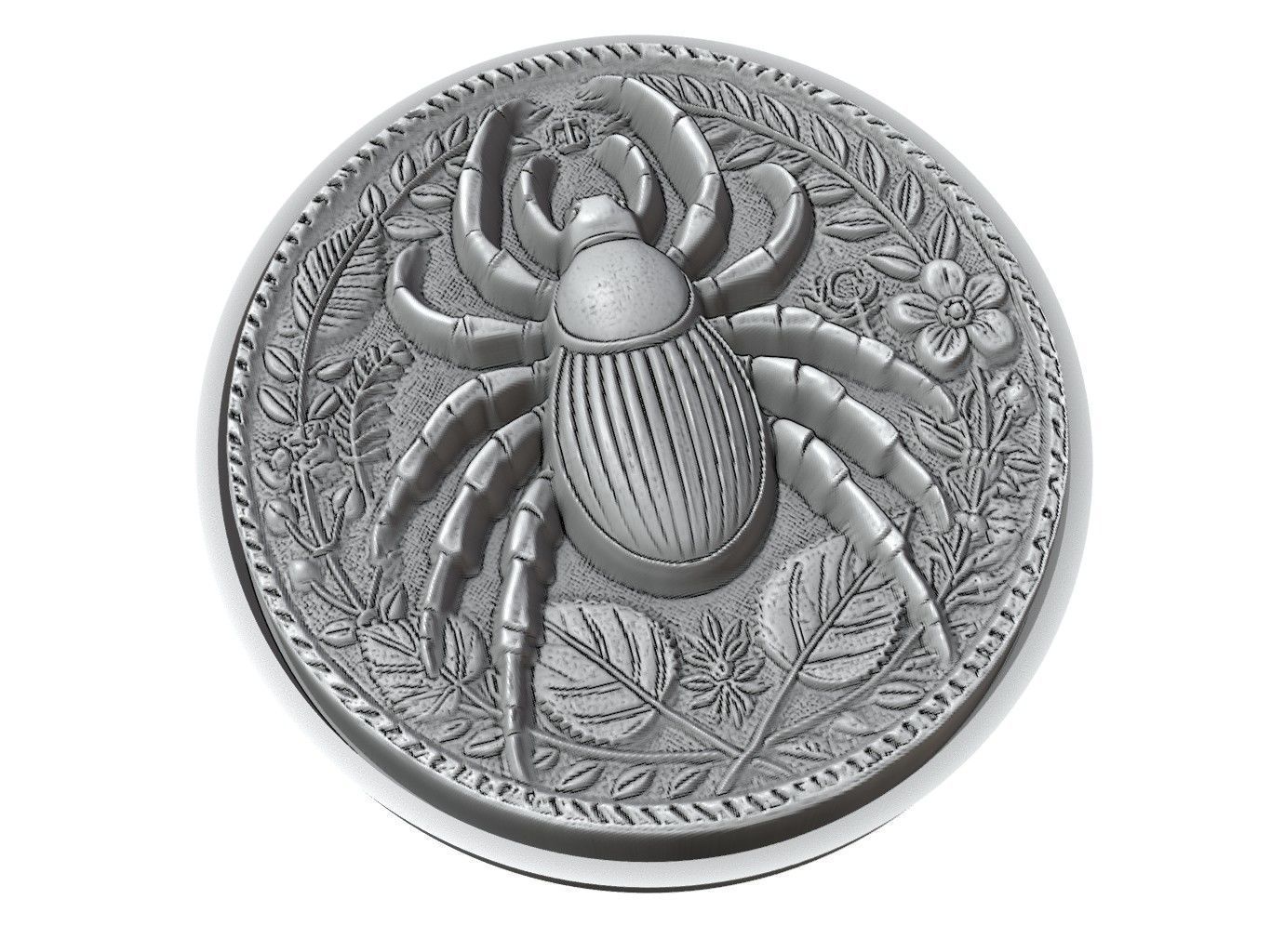 Tick Animal Medallion 3D print model_3