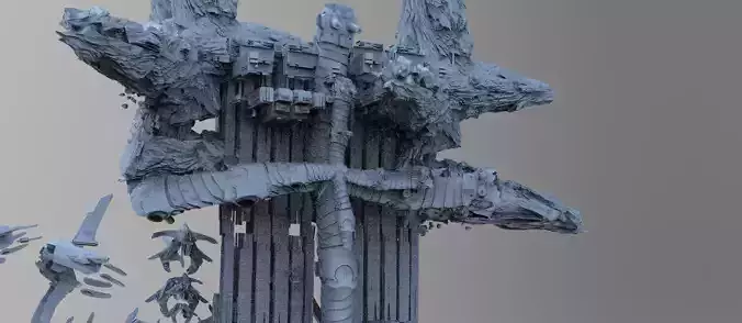 Cyberpunk asteroid grand towers