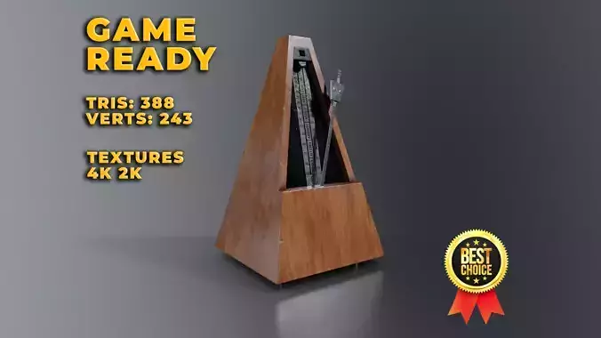 Vintage german metronome Low-poly 3D model