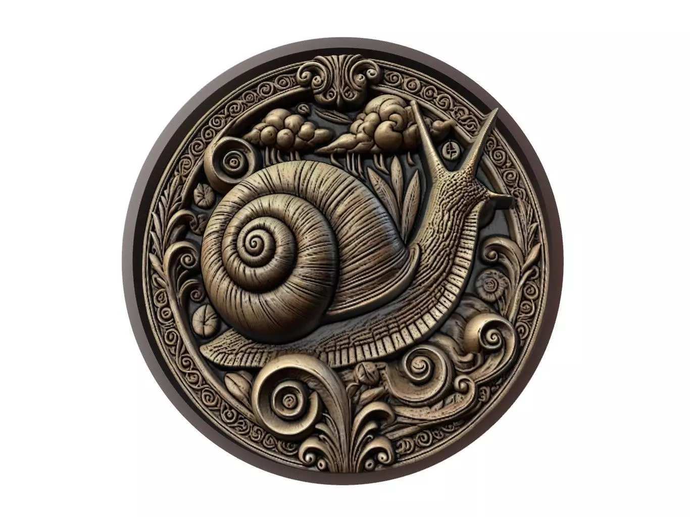 Snail Animal Medallion 3D print model_0