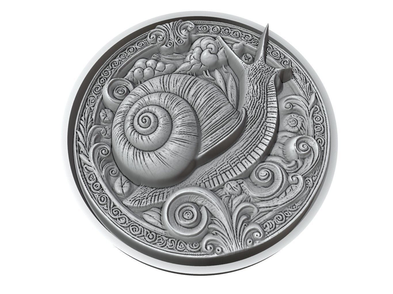 Snail Animal Medallion 3D print model_3