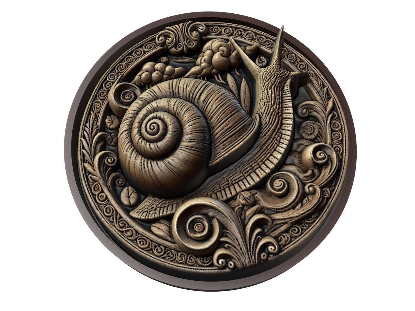 Snail Animal Medallion 3D print model_1