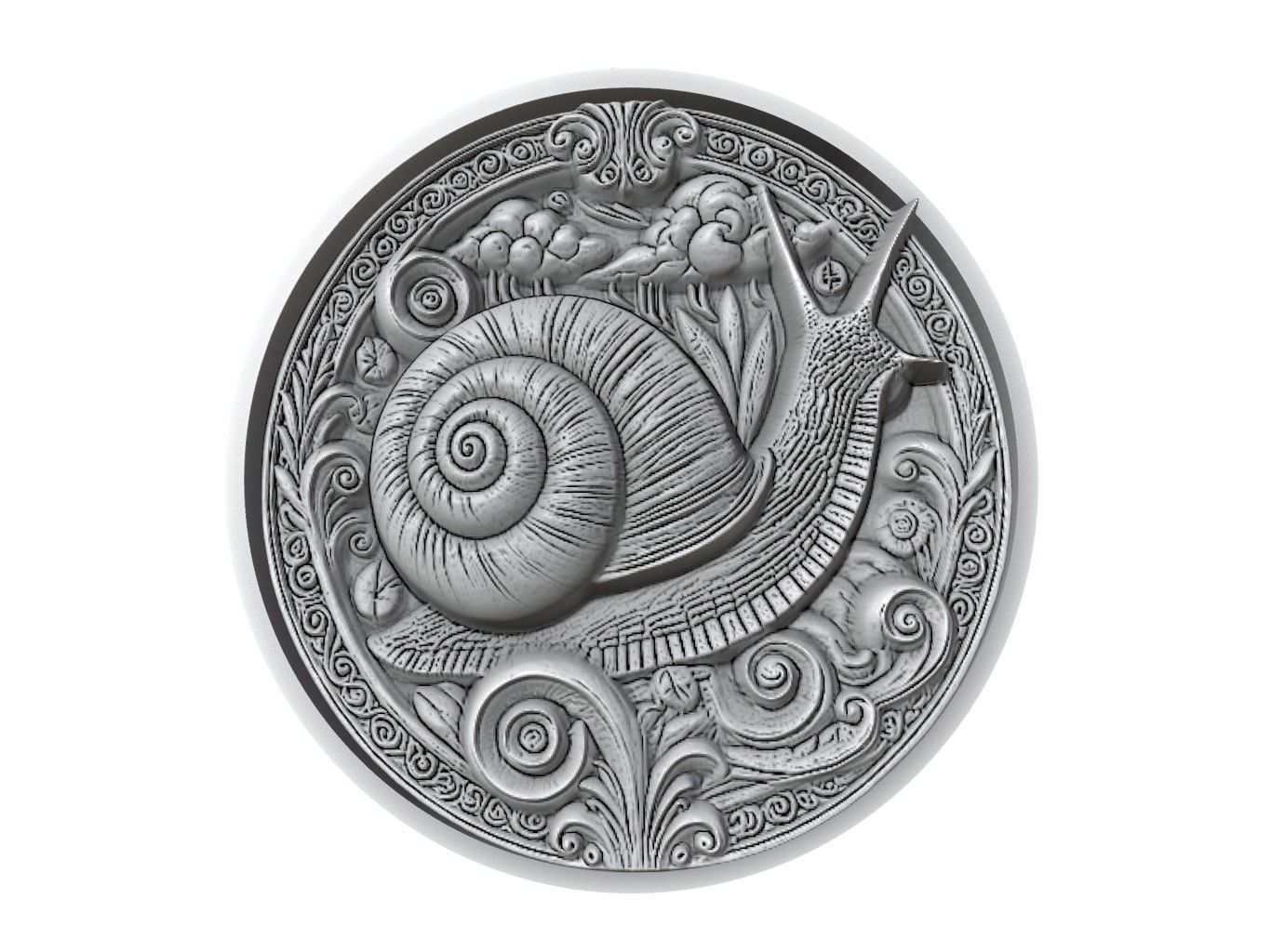 Snail Animal Medallion 3D print model_2