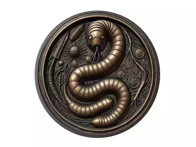Earthworm Animal Medallion 3D print model