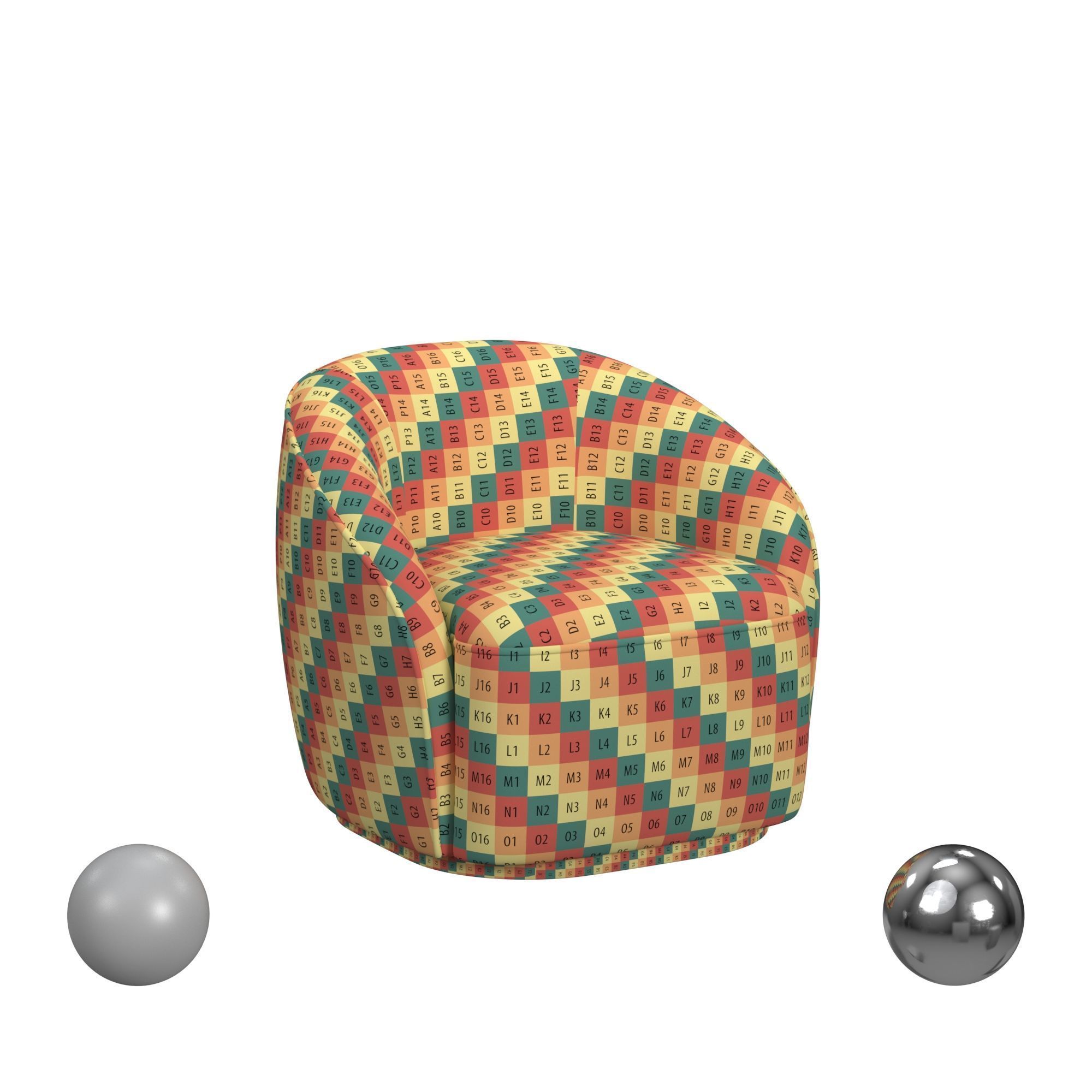 ANDREA SWIVEL ACCENT CHAIR BLUE 3D model_2