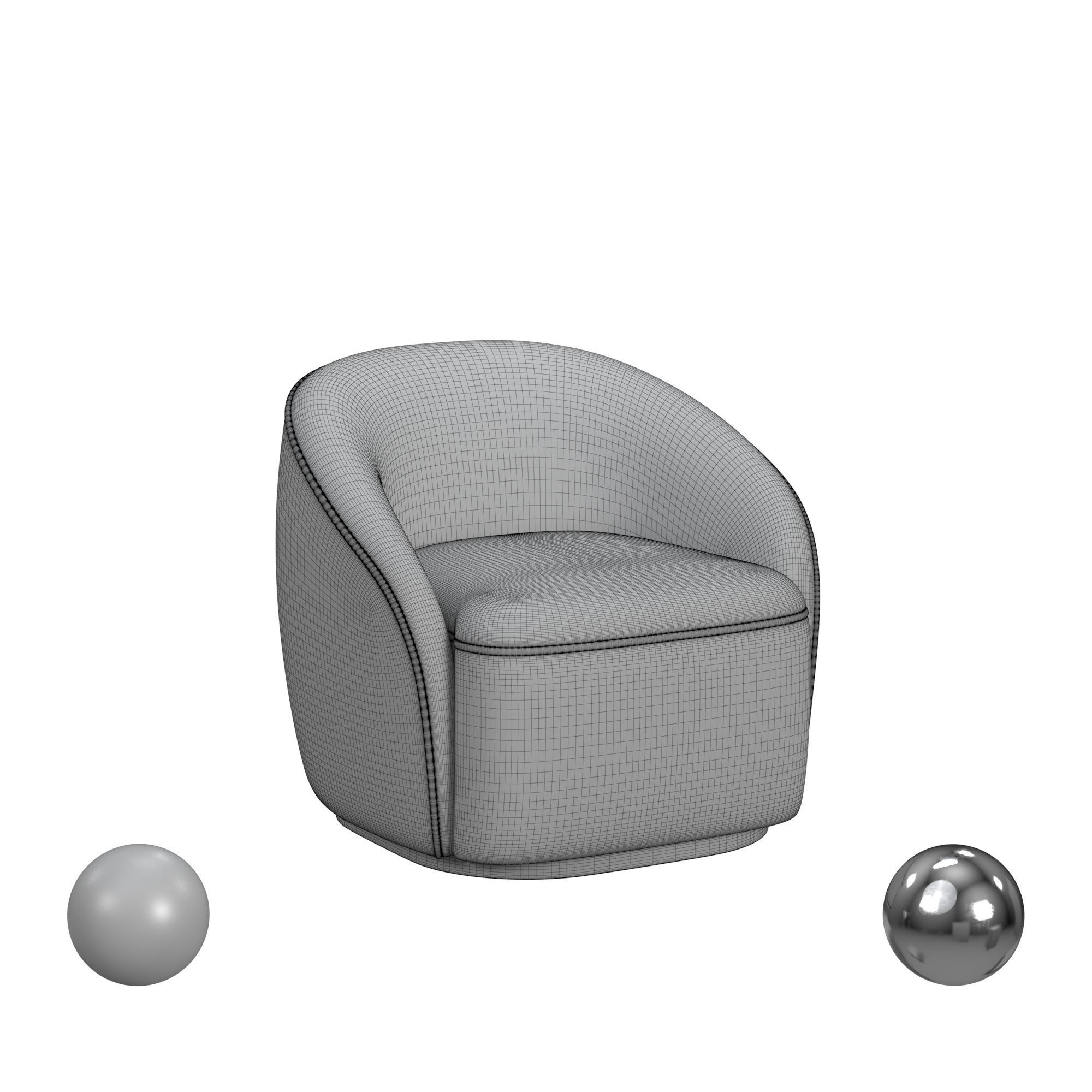 ANDREA SWIVEL ACCENT CHAIR BLUE 3D model_3