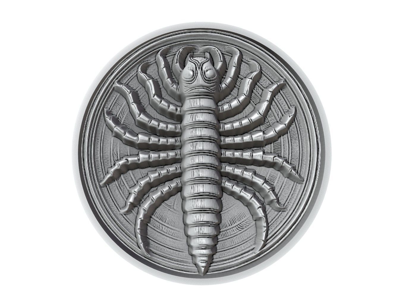 Centipede Animal Medallion 3D print model_2