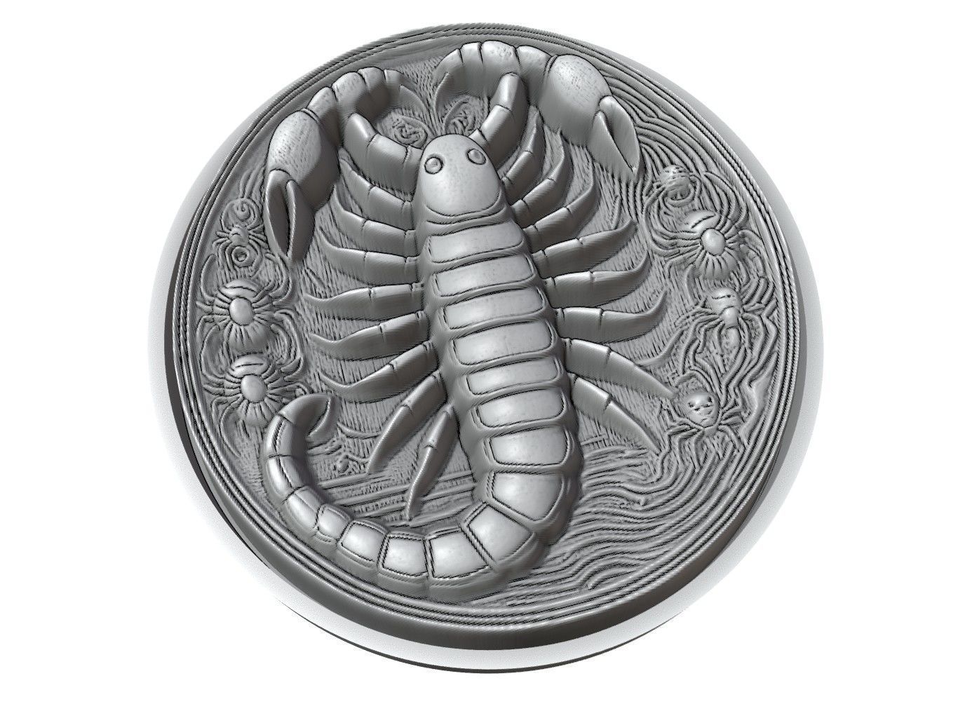 Centipede Animal Medallion 3D print model_3