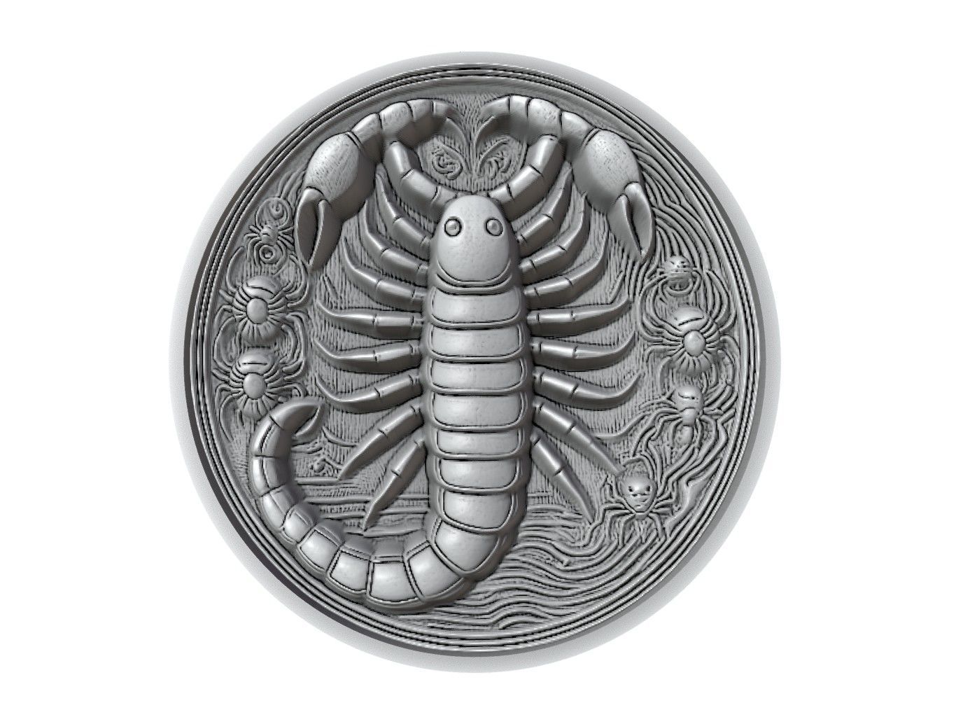Centipede Animal Medallion 3D print model_2