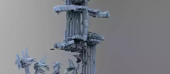 Cyberpunk asteroid grand towers  7 