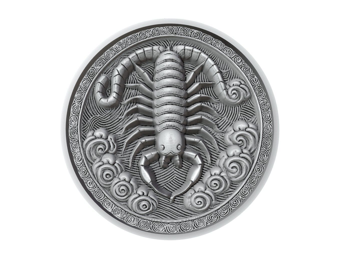 Centipede Animal Medallion 3D print model_2