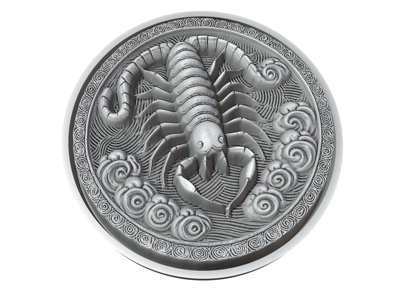 Centipede Animal Medallion 3D print model_3