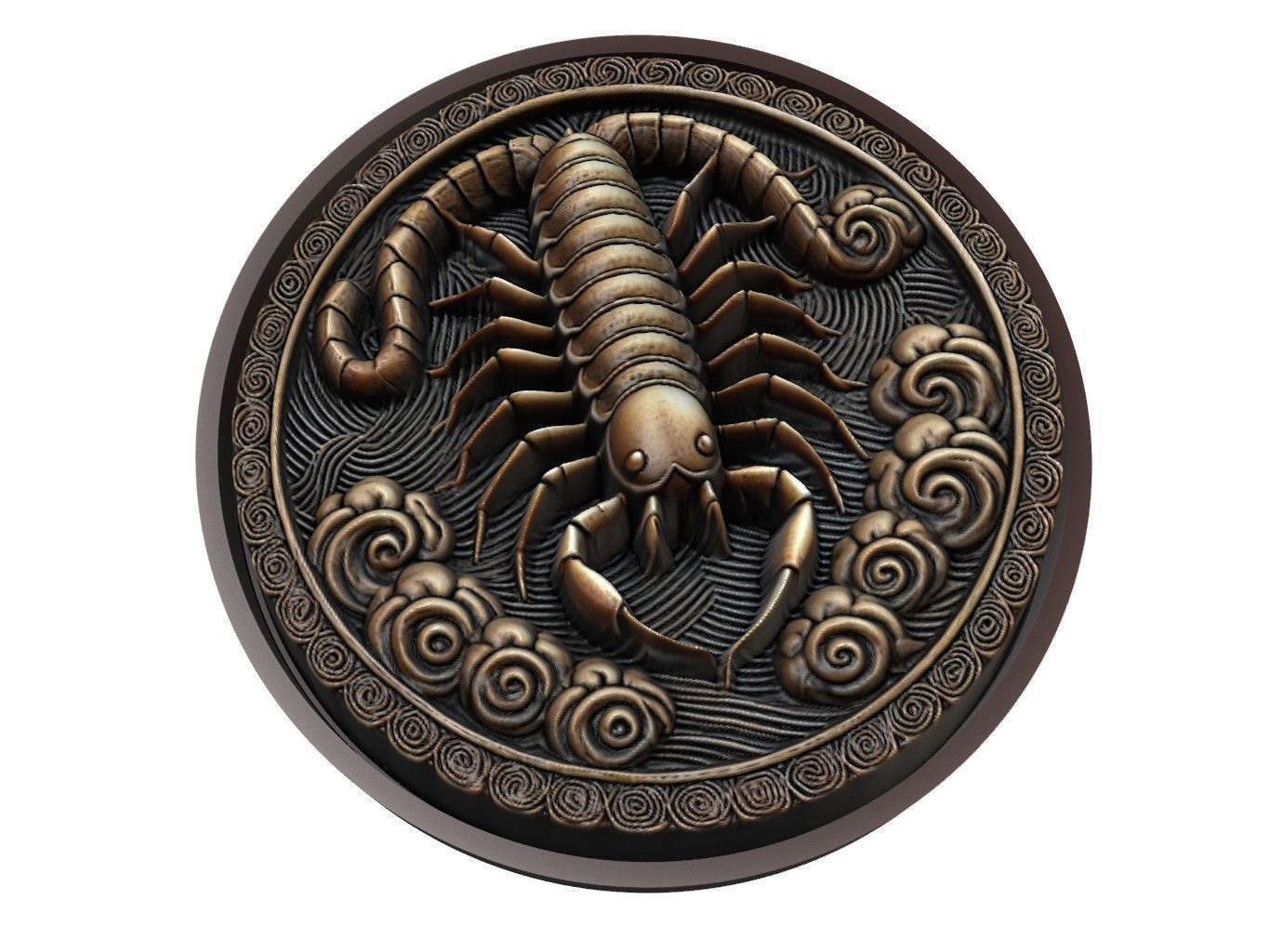 Centipede Animal Medallion 3D print model_1