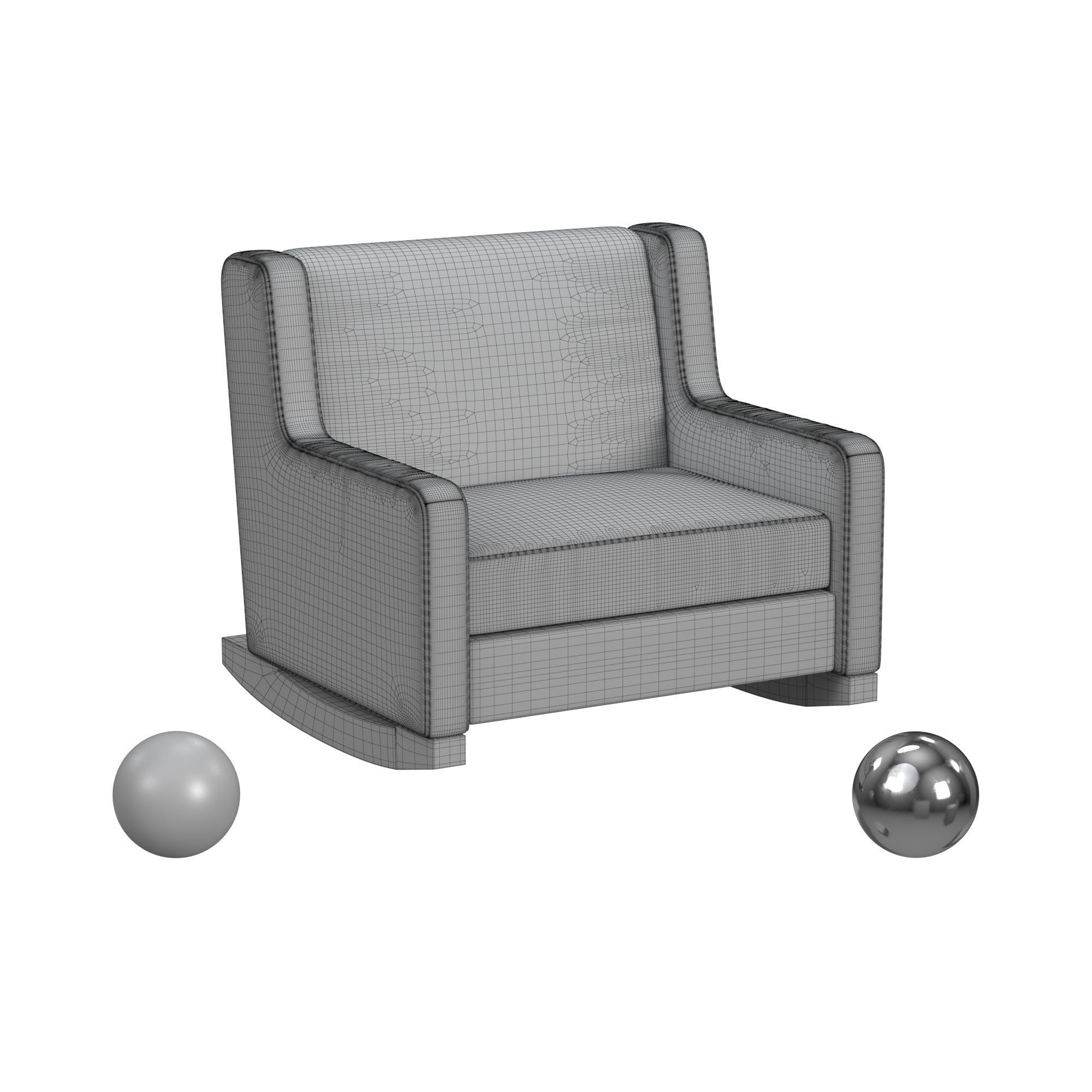 Baby Relax Hadley Upholstered Double Rocker Chair  3D model_3