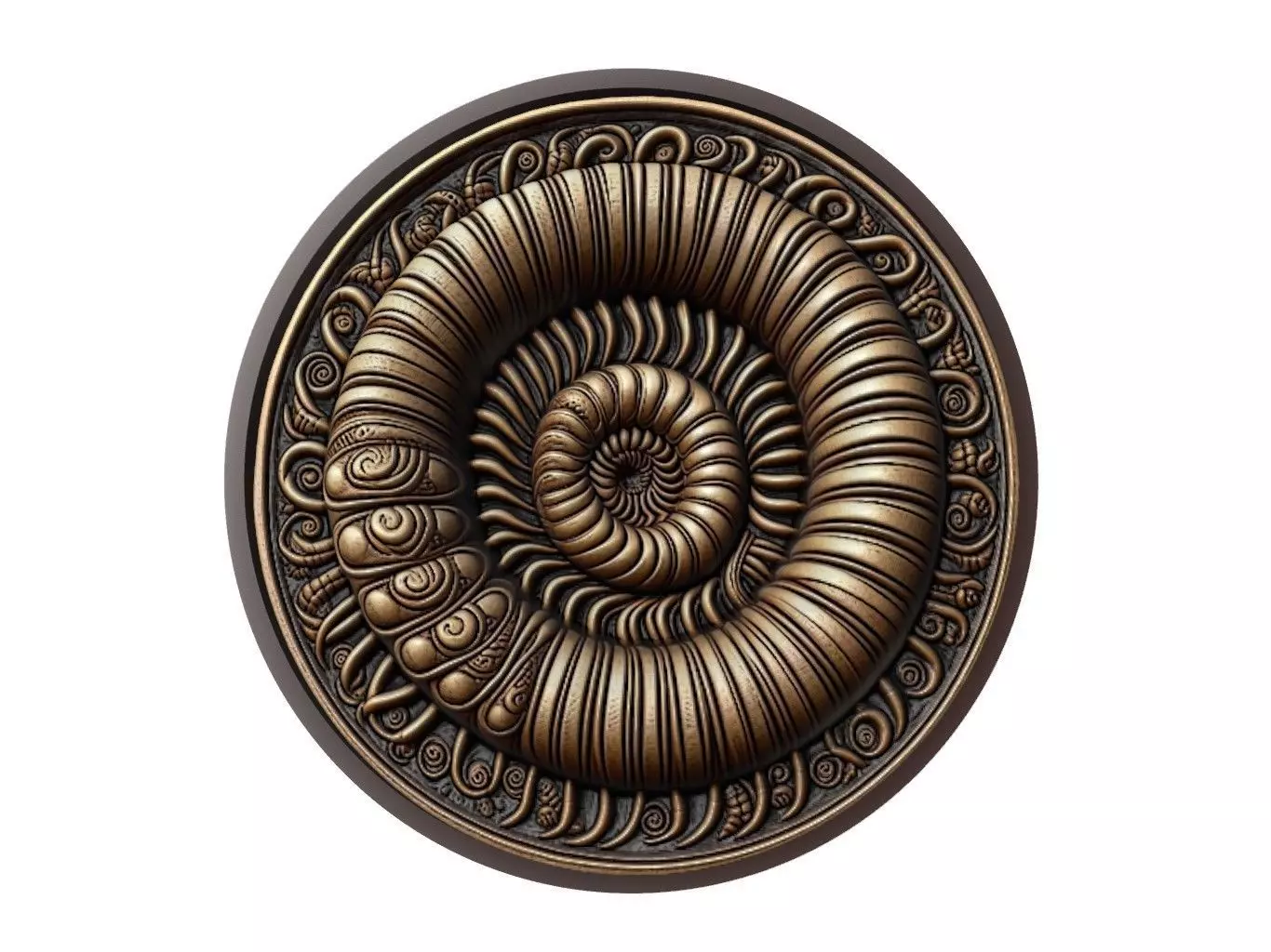 Millipede Animal Medallion 3D print model_0