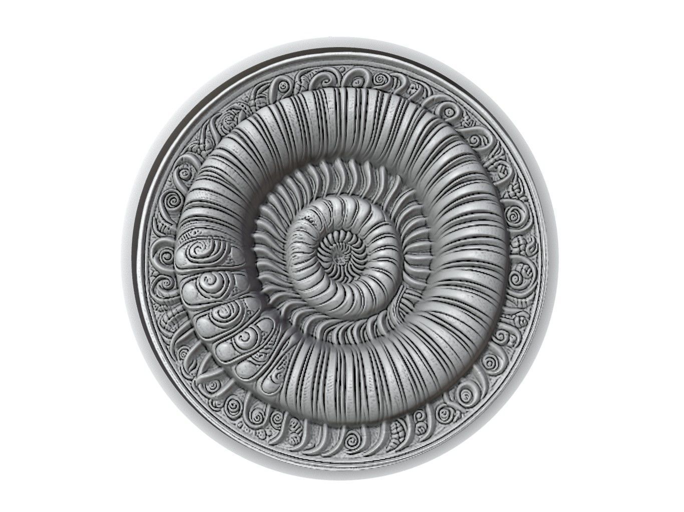 Millipede Animal Medallion 3D print model_2