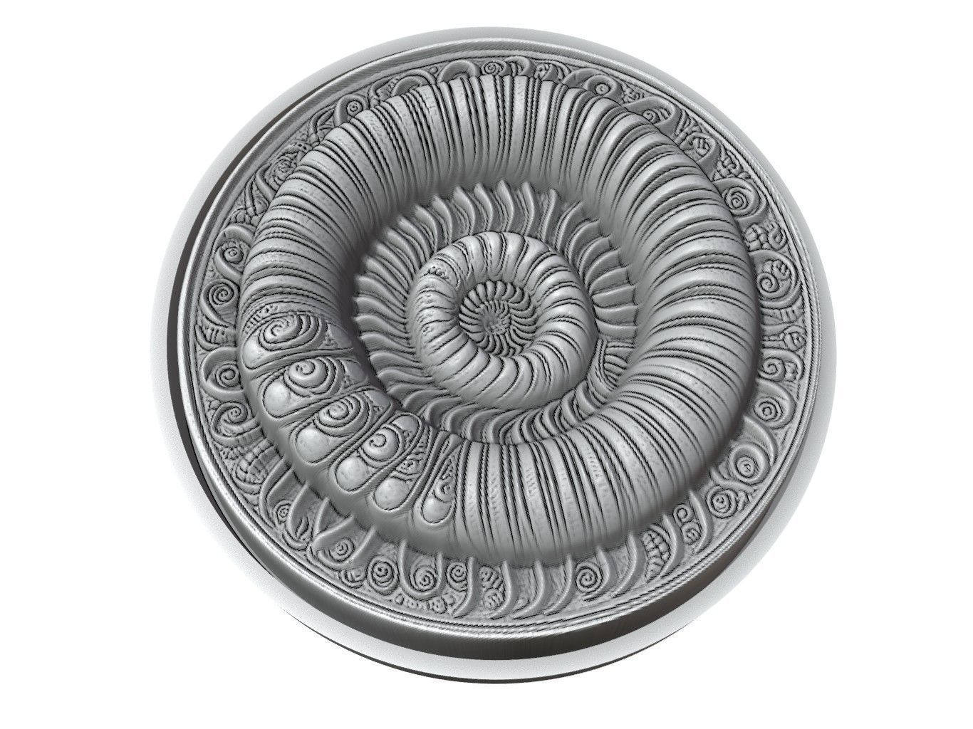 Millipede Animal Medallion 3D print model_3