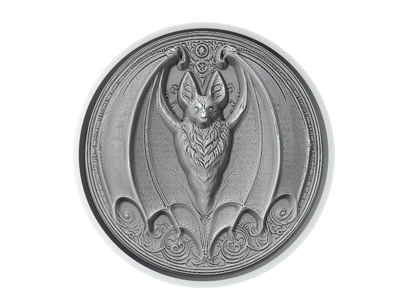 Bat Animal Medallion 3D print model_2