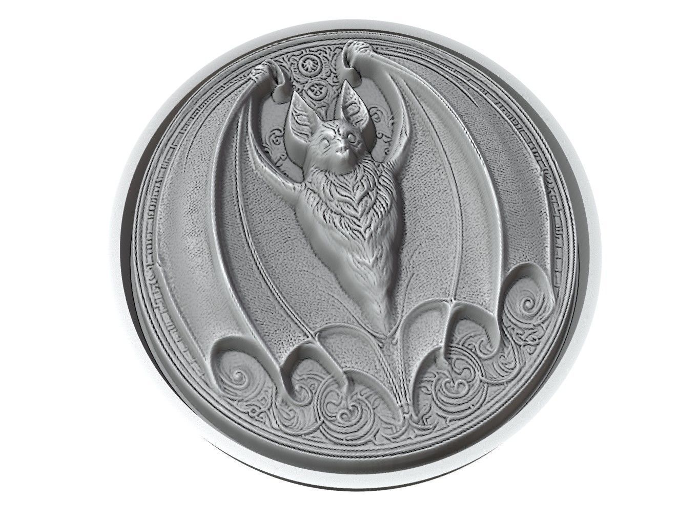 Bat Animal Medallion 3D print model_3