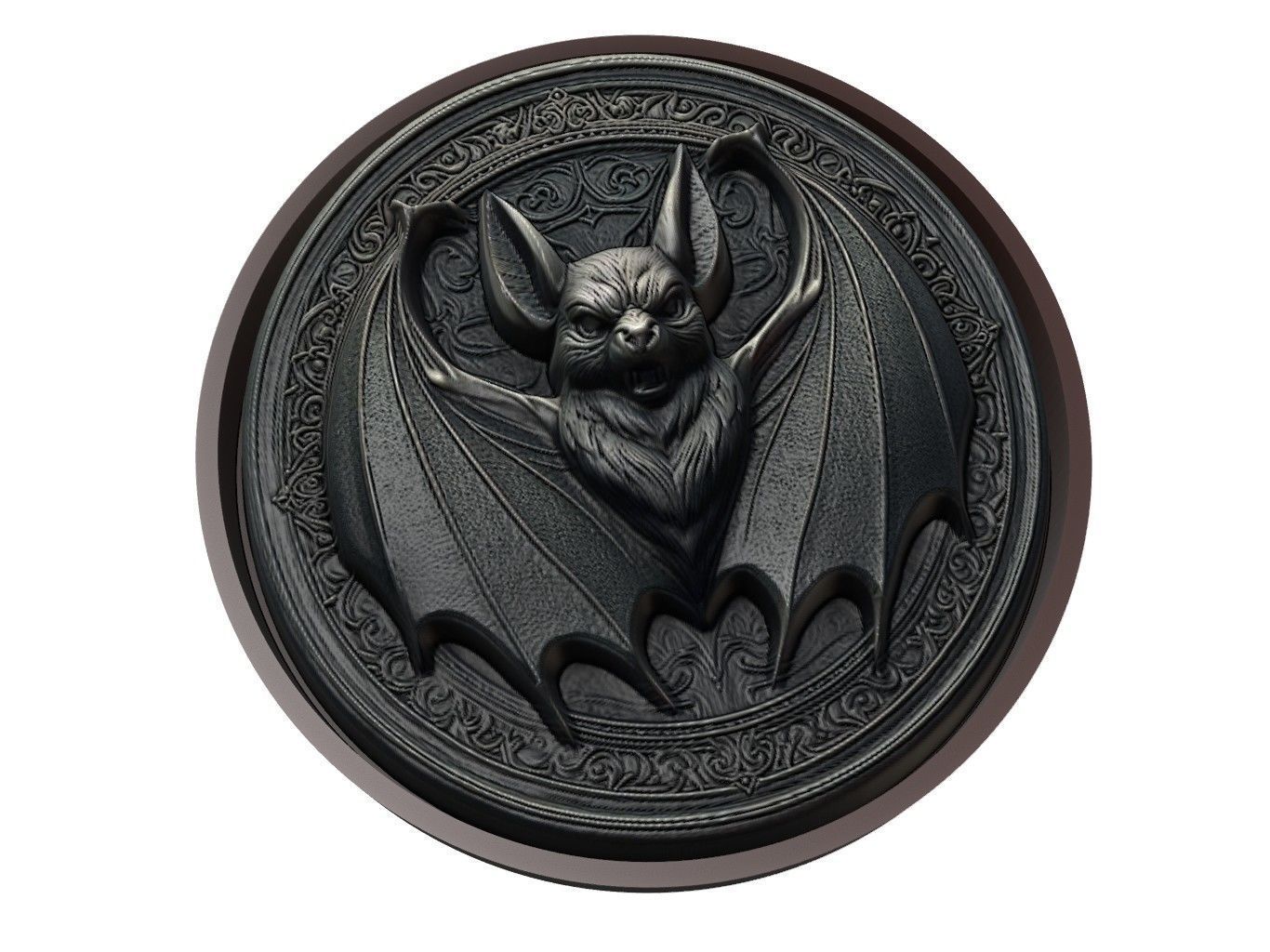 Bat Animal Medallion 3D print model_1